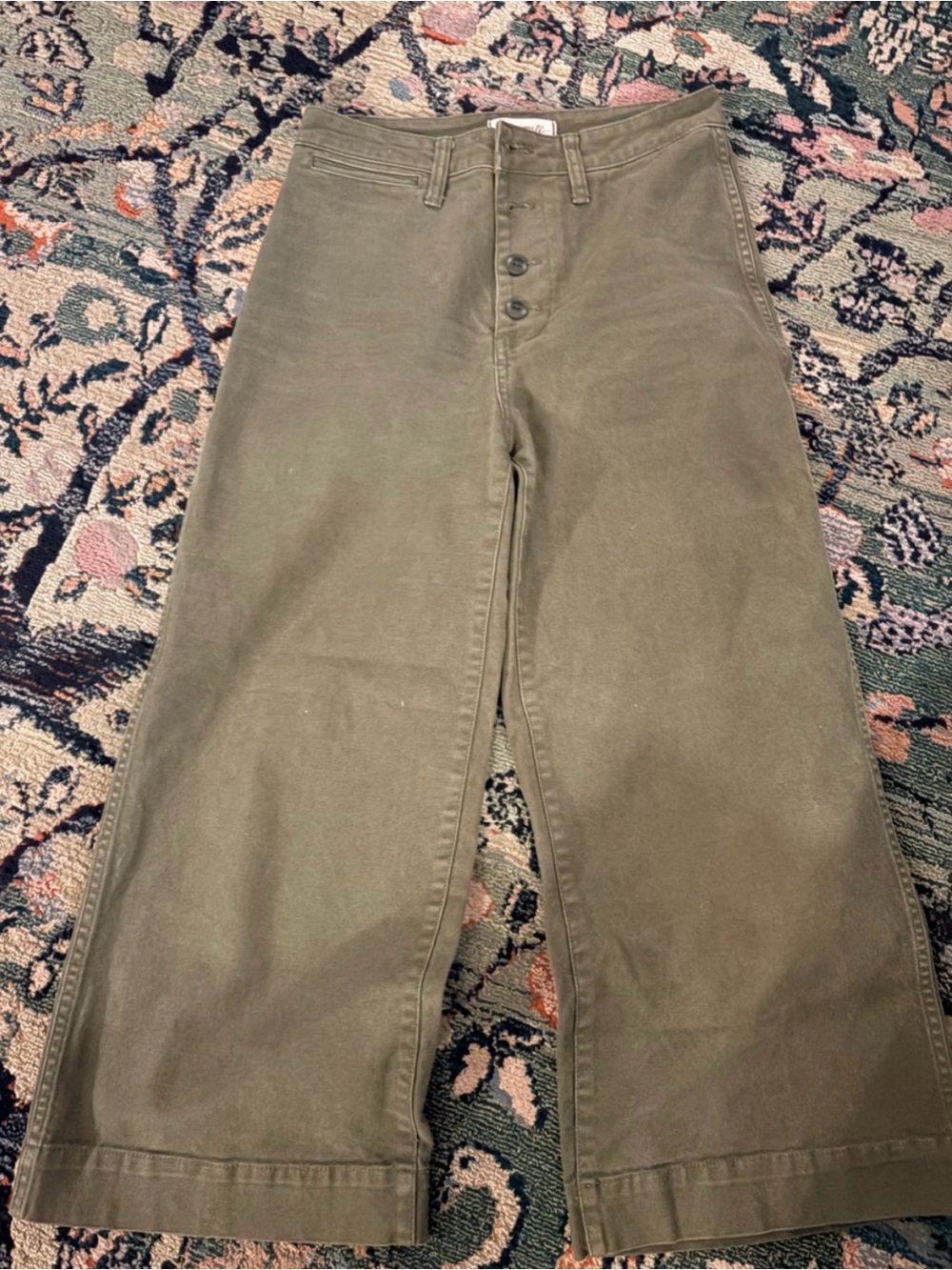 Madewell Emmett Wide Leg Crop Jeans in Army Green - Picture 3 of 3